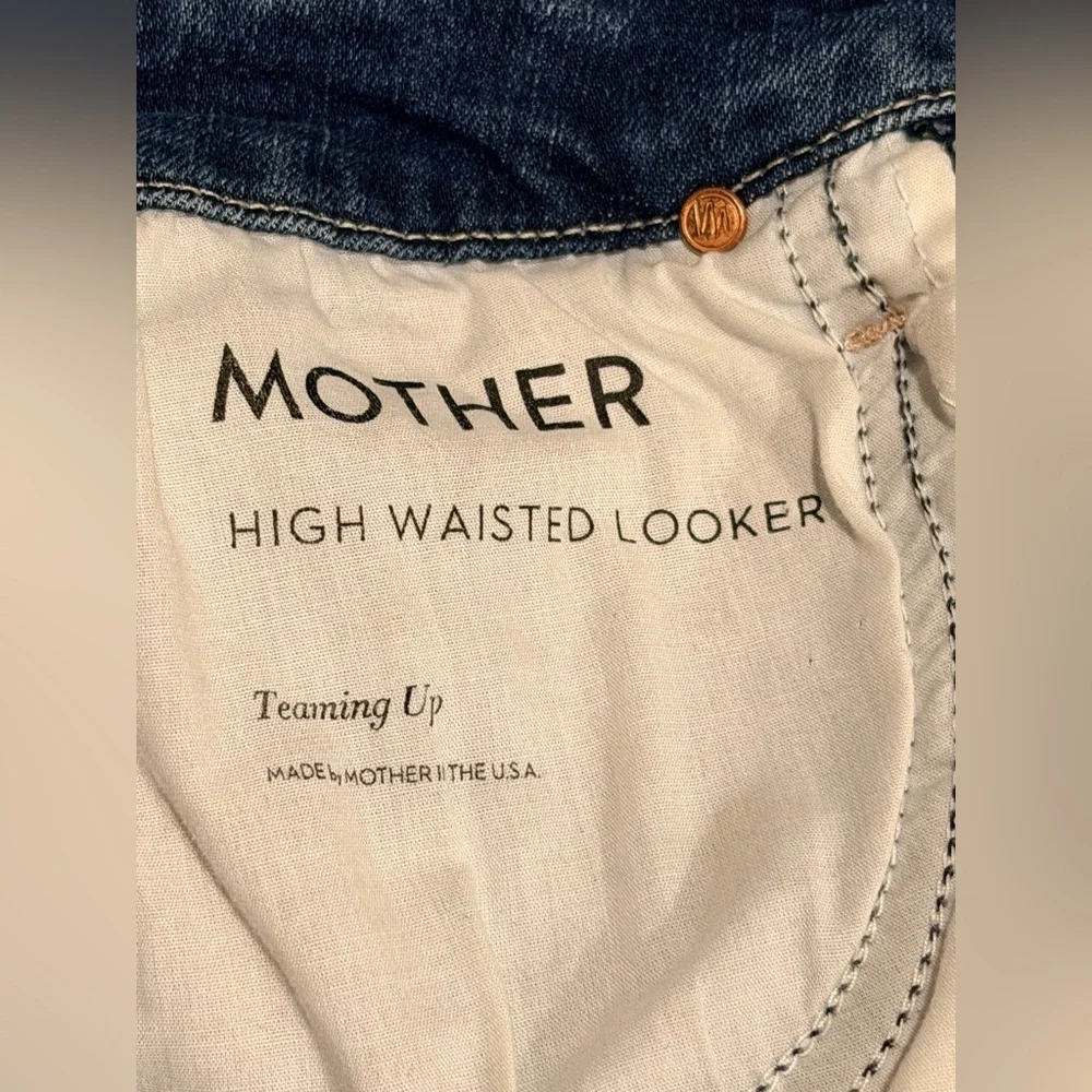 MOTHER Womens Jeans High Waisted Looker Teaming Up Skinny Dark Denim Jeans 25 - Picture 9 of 16
